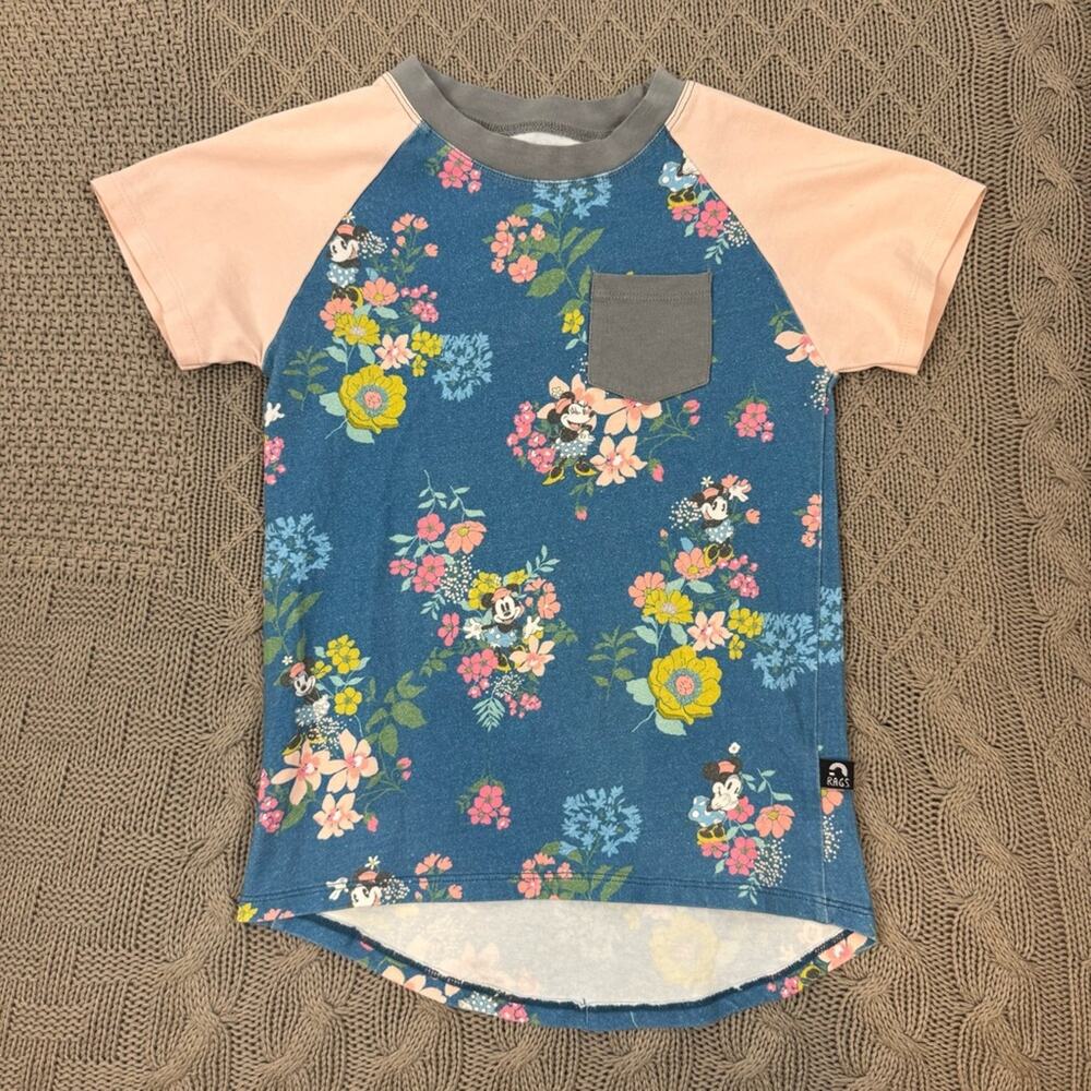 Rags to Raches Disney Floral Kids Raglan Tee ~ 3/4